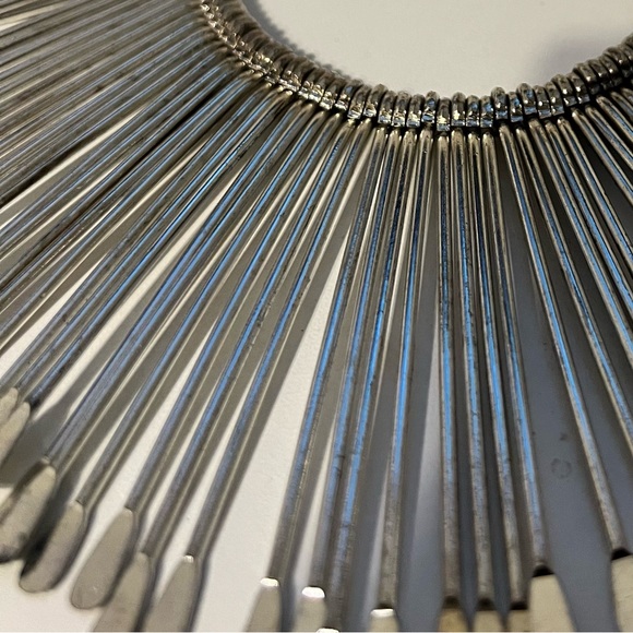 Silver Spoon Flare with Black Fabric Rope Strap 9.5” Necklace - Picture 4 of 4